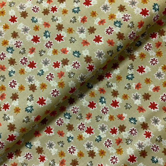 Makower Andover Japanese Garden Green with Leaf Design 100% Premium Cotton Fabric 1859