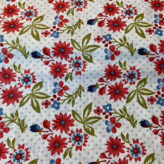Moda Basic Grey Biscuits for Gravy Floral Blue Tiles Quilting Craft Patchwork 100% Premium Cotton Fabric