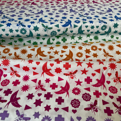 Andover Makower Art Theory Birds and Bees Multi Alison Glass 2 Colours Quilting Patchwork Craft 100% Premium Cotton Fabric
