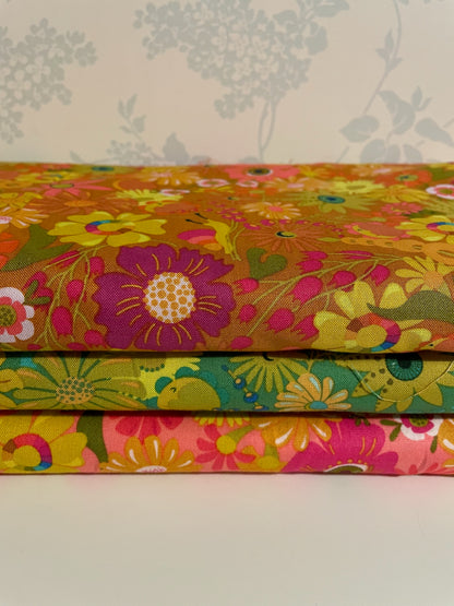 Andover Between Open Eyed Floral  Alison Glass 3 Colours Quilting Patchwork Craft 100% Premium Cotton Fabric