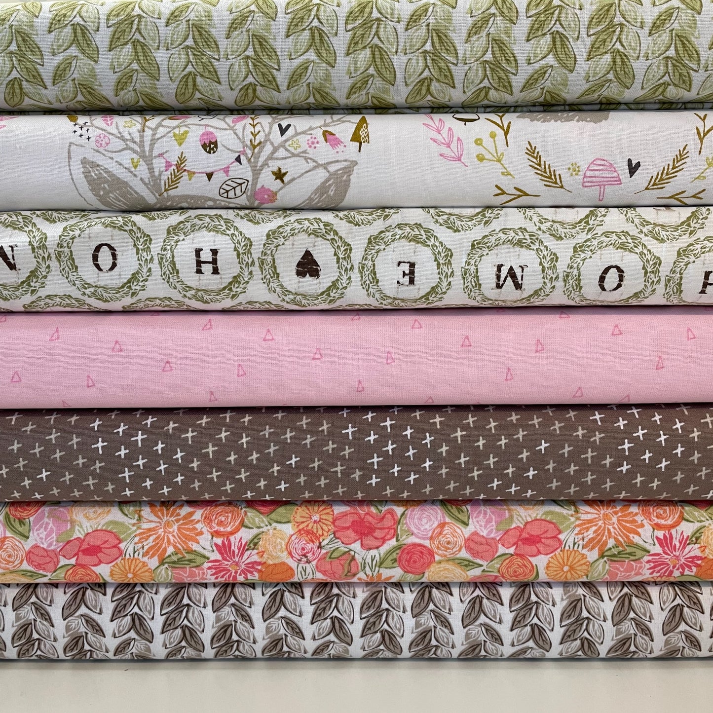 Emma and Mia Leaf Flowers Words 7 Designs Patchwork Craft Quilting 100% Premium Cotton Fabric