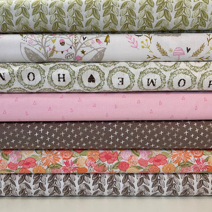 Emma and Mia Leaf Flowers Words 7 Designs Patchwork Craft Quilting 100% Premium Cotton Fabric