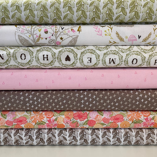 Emma and Mia Leaf Flowers Words 7 Designs Patchwork Craft Quilting 100% Premium Cotton Fabric
