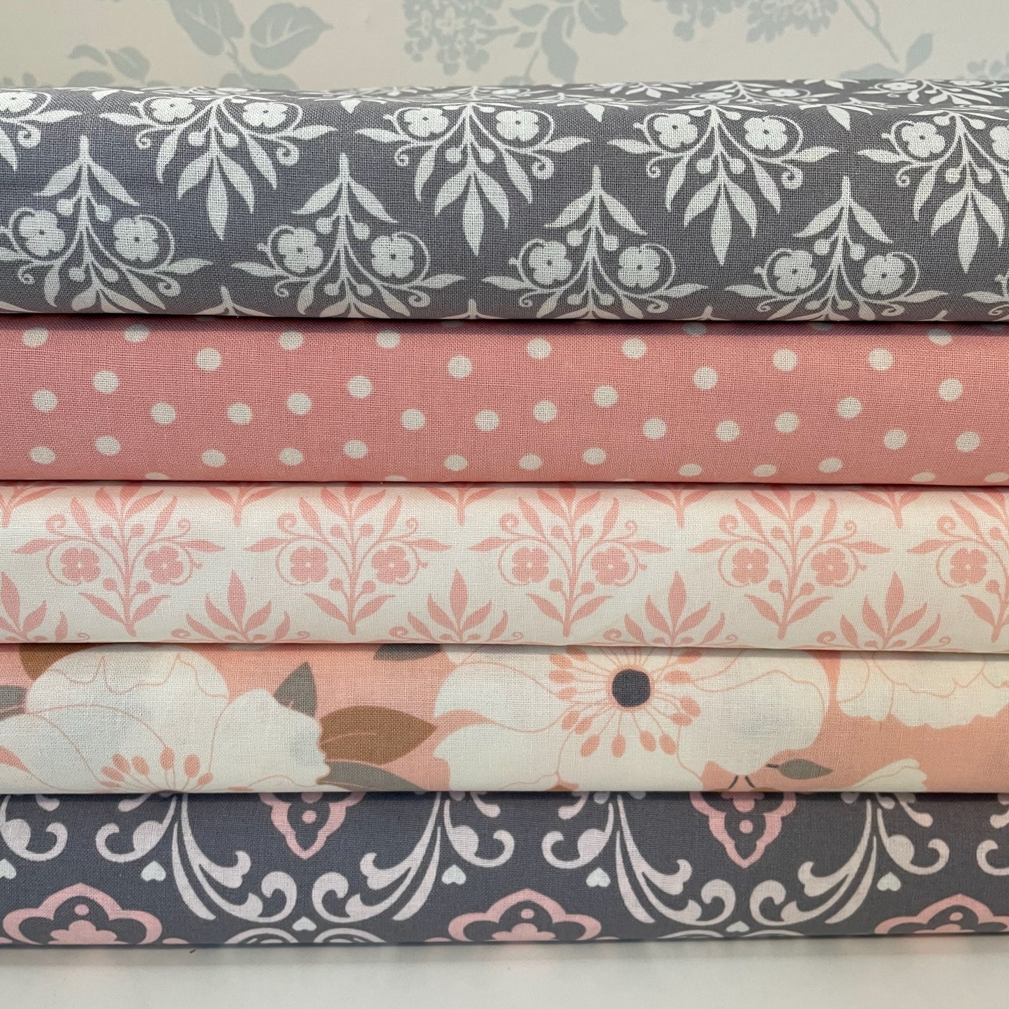 Emma and Mia With Love Geometric Flowers Spots 5 Designs Patchwork Craft Quilting 100% Premium Cotton Fabric