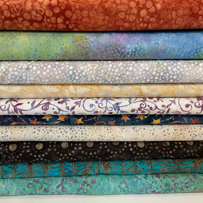 Island Batiks Fabric From Bali 10 Colours Set 2 Quilting Patchwork Craft 100% Premium Cotton Fabric