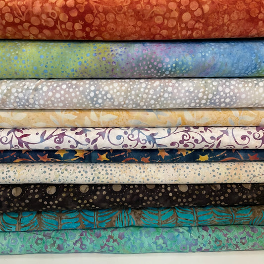 Island Batiks Fabric From Bali 10 Colours Set 2 Quilting Patchwork Craft 100% Premium Cotton Fabric