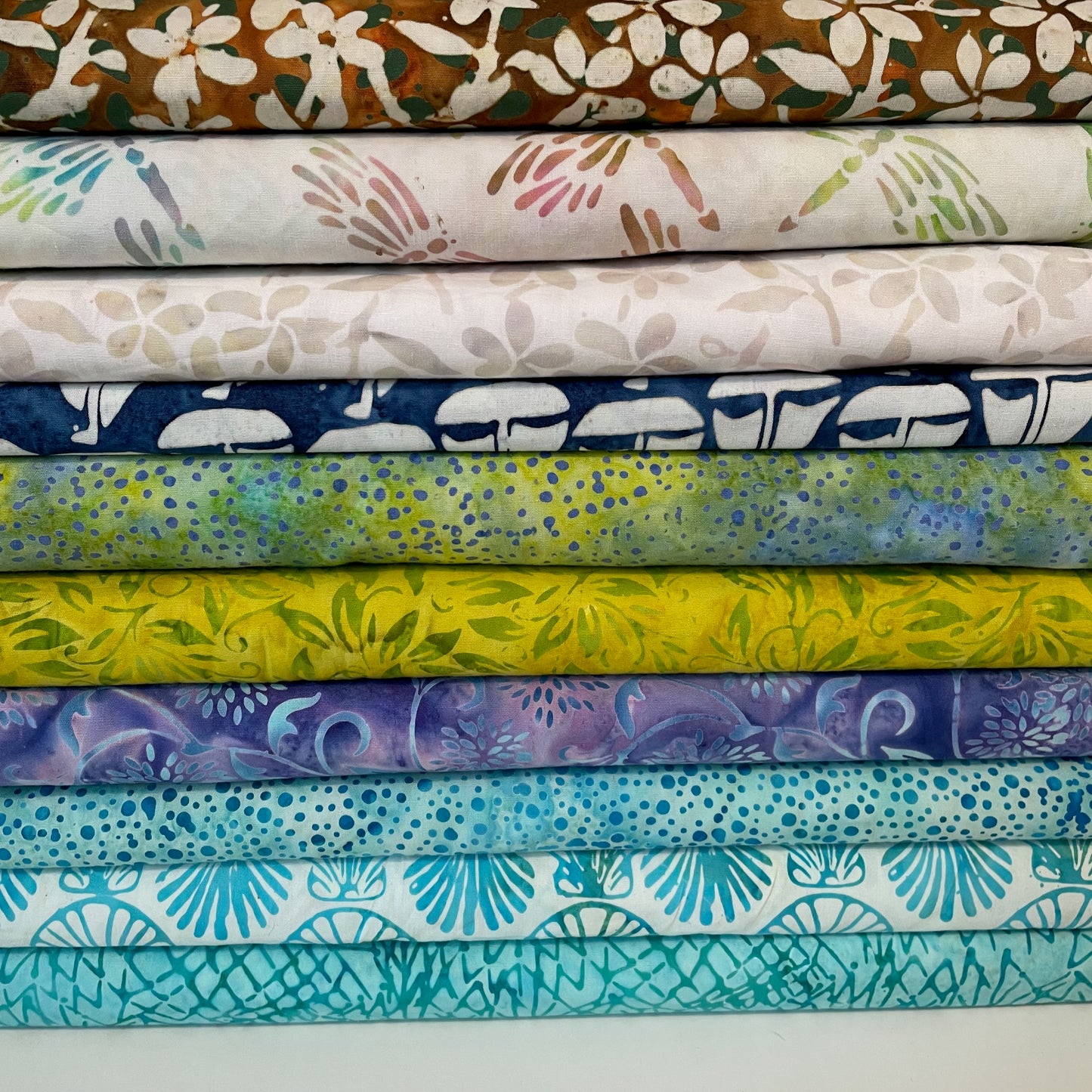 Island Batiks Fabric From Bali 10 Colours Set 3 Quilting Patchwork Craft 100% Premium Cotton Fabric