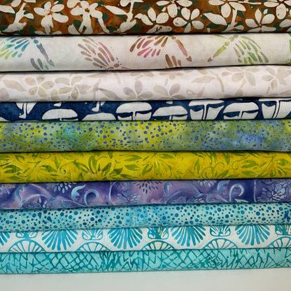 Island Batiks Fabric From Bali 10 Colours Set 3 Quilting Patchwork Craft 100% Premium Cotton Fabric