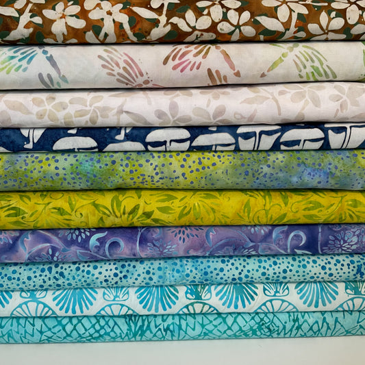 Island Batiks Fabric From Bali 10 Colours Set 3 Quilting Patchwork Craft 100% Premium Cotton Fabric