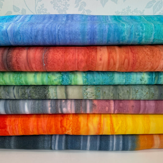 Kingfisher Fabrics Landscape Batiks Made in Indonesia 7 Colours Textile Art Quilting Patchwork Craft 100% Premium Cotton Fabric