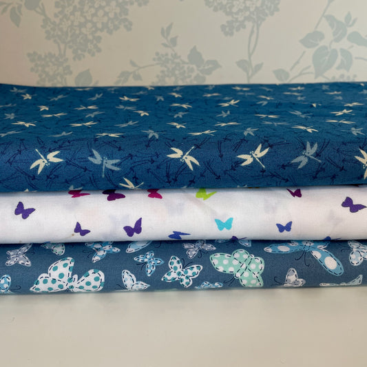 Makower & Michael Miller Butterfly & Dragonfly Fabric 3 Designs Craft Patchwork Quilting 100% Premium Cotton Fabric