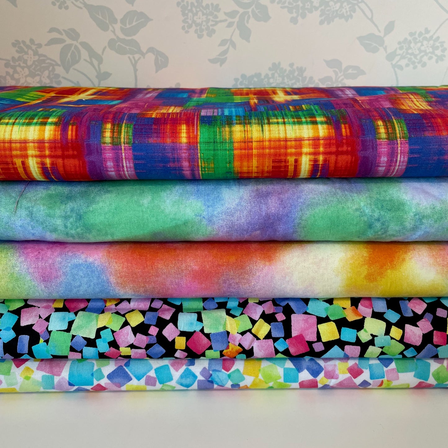 Timeless Treasures & More Rainbow Coloured Fabric 5 Designs Craft Patchwork Quilting 100% Premium Cotton Fabric