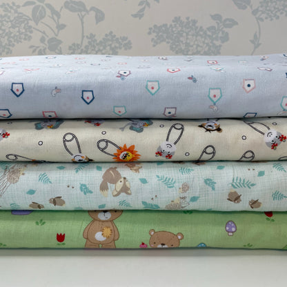 EQS Dear Stella Moda Teddy Bear Jungle Animals Woodland Birdhouse  Children's 4 Designs 100% Cotton Fabric Patchwork Quilting Craft