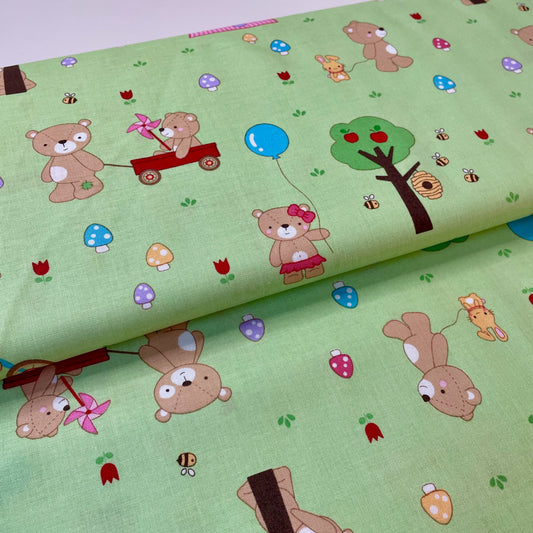 EQS Dear Stella Moda Teddy Bear Jungle Animals Woodland Birdhouse  Children's 4 Designs 100% Cotton Fabric Patchwork Quilting Craft
