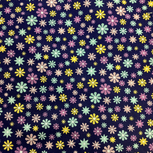 Purple with Multi Coloured Flowers 100% Cotton Craft Fabric