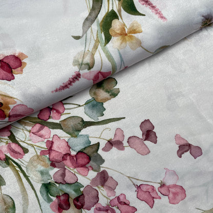 Watercolour Floral Woven Polyester Dressmaking Fabric