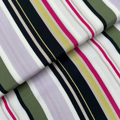 Deadstock Striped Multicolour Woven Viscose Dressmaking Fabric