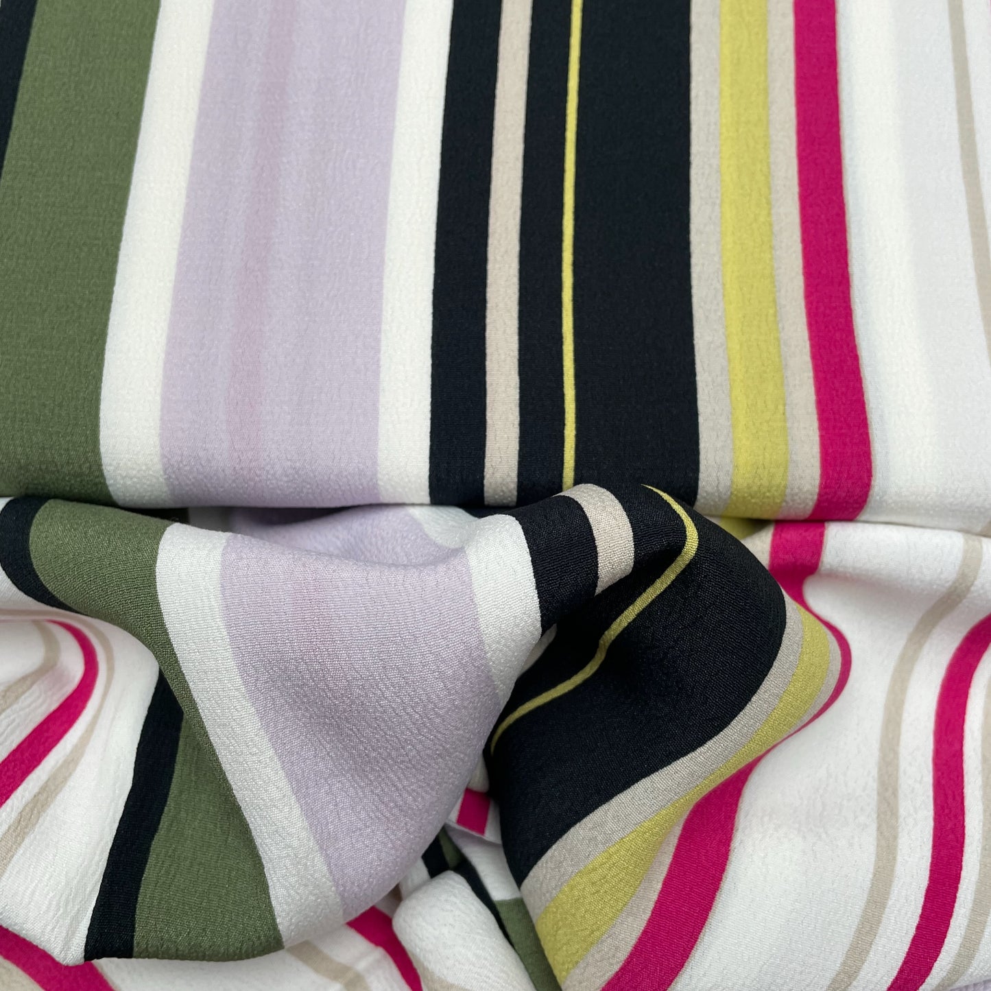 Deadstock Striped Multicolour Woven Viscose Dressmaking Fabric