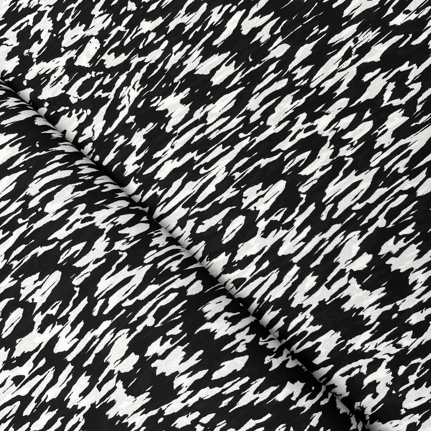 Black and White Abstract Woven Polyester Dressmaking Fabric