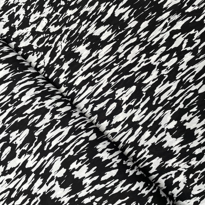 Black and White Abstract Woven Polyester Dressmaking Fabric