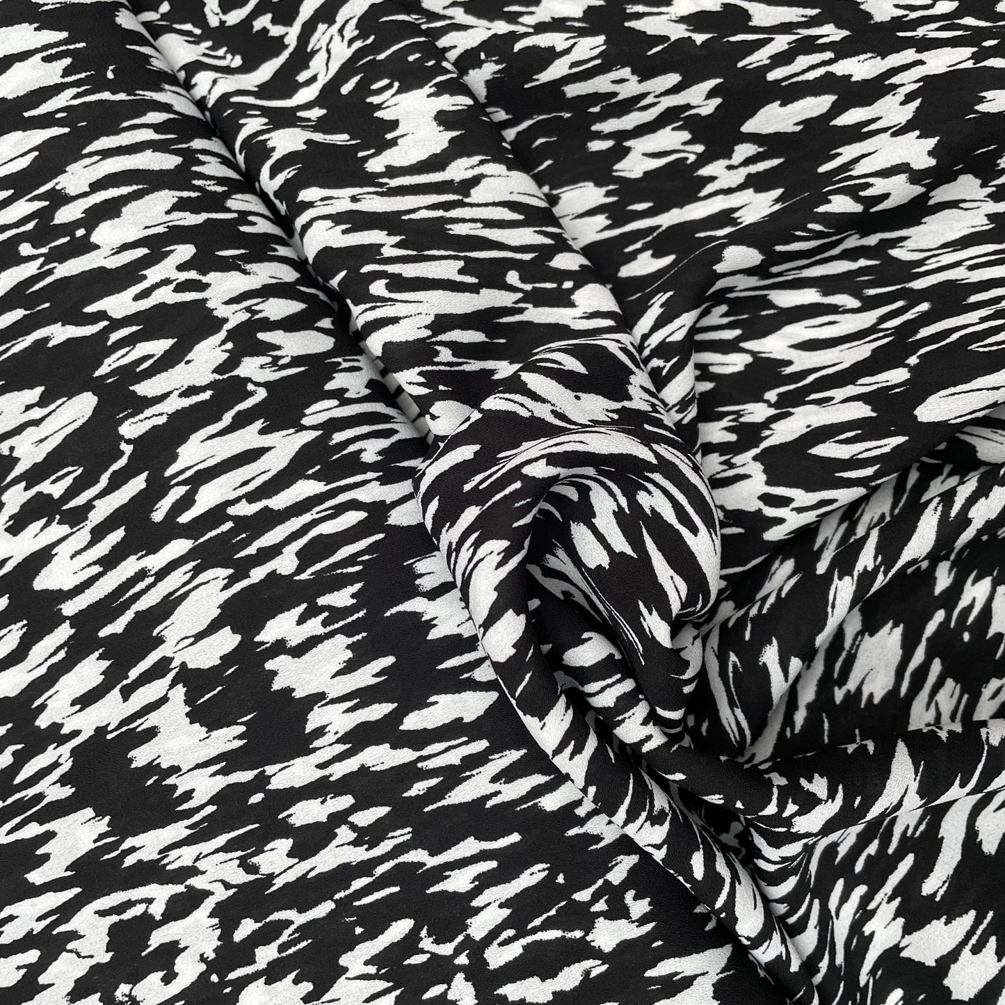 Black and White Abstract Woven Polyester Dressmaking Fabric