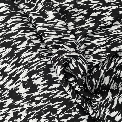 Black and White Abstract Woven Polyester Dressmaking Fabric