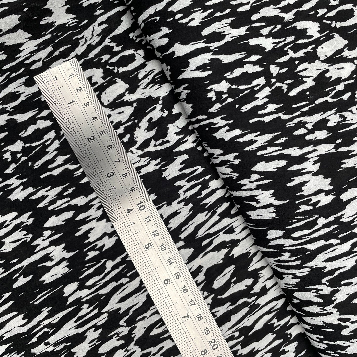 Black and White Abstract Woven Polyester Dressmaking Fabric