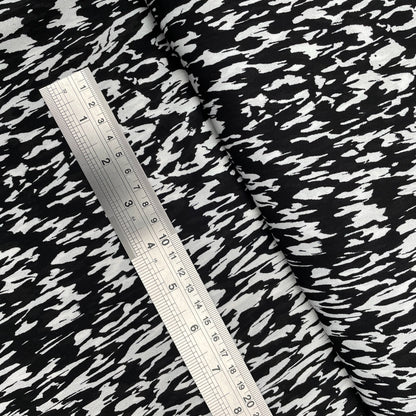 Black and White Abstract Woven Polyester Dressmaking Fabric