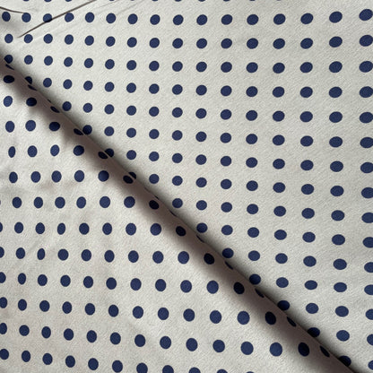 Taupe Navy Spotted Woven Polyester Dressmaking Fabric
