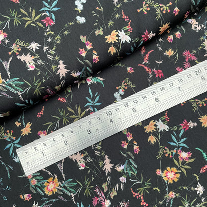 Black Small Floral Woven Polyester Dressmaking Fabric