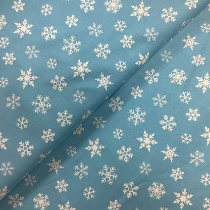 Susy Bee Christmas Snowflakes White on Blue 100% Premium Cotton Fabric 20239-950