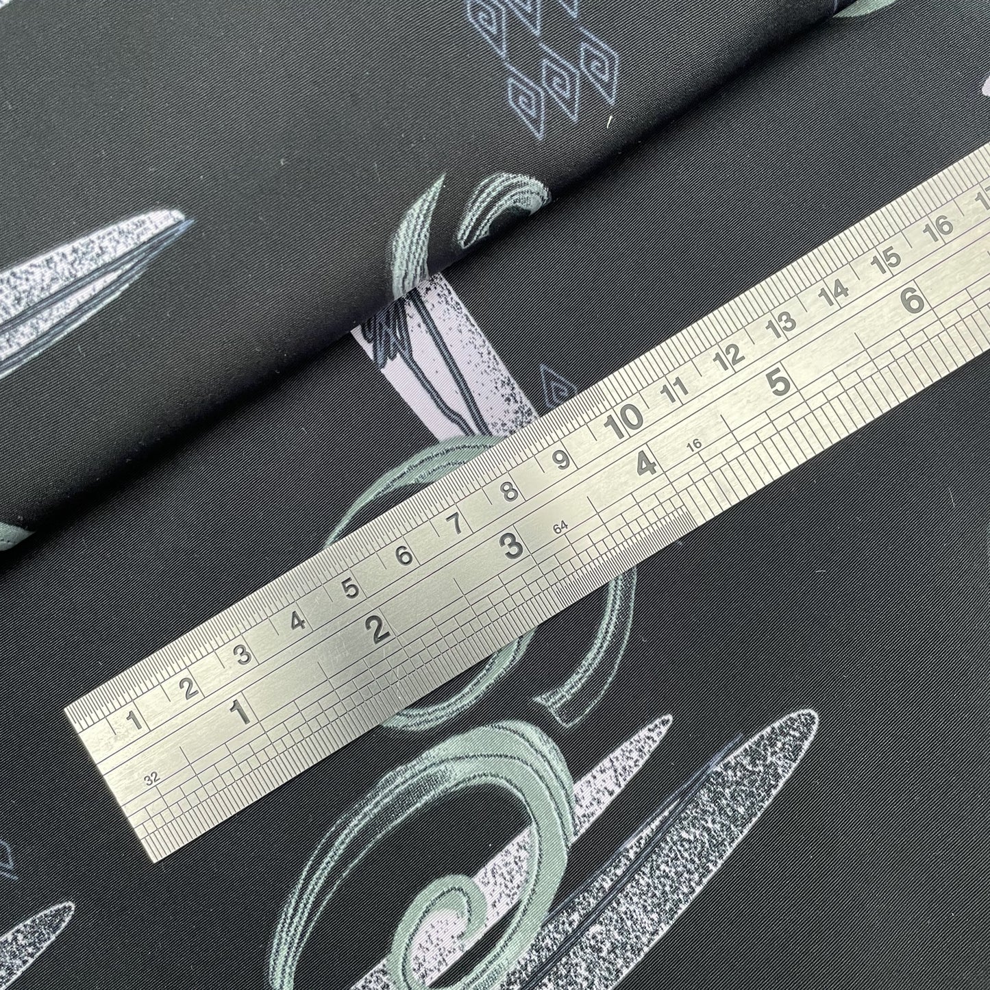Black Abstract Woven Polyester Dressmaking Fabric