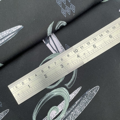 Black Abstract Woven Polyester Dressmaking Fabric