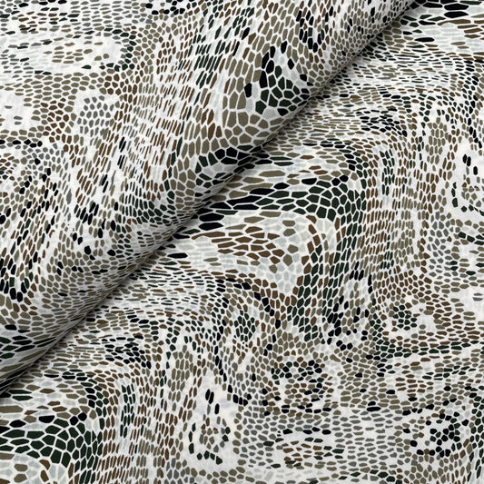 Snake Print  Green Brown Black Woven Polyester Dressmaking Fabric