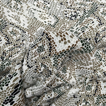 Snake Print  Green Brown Black Woven Polyester Dressmaking Fabric