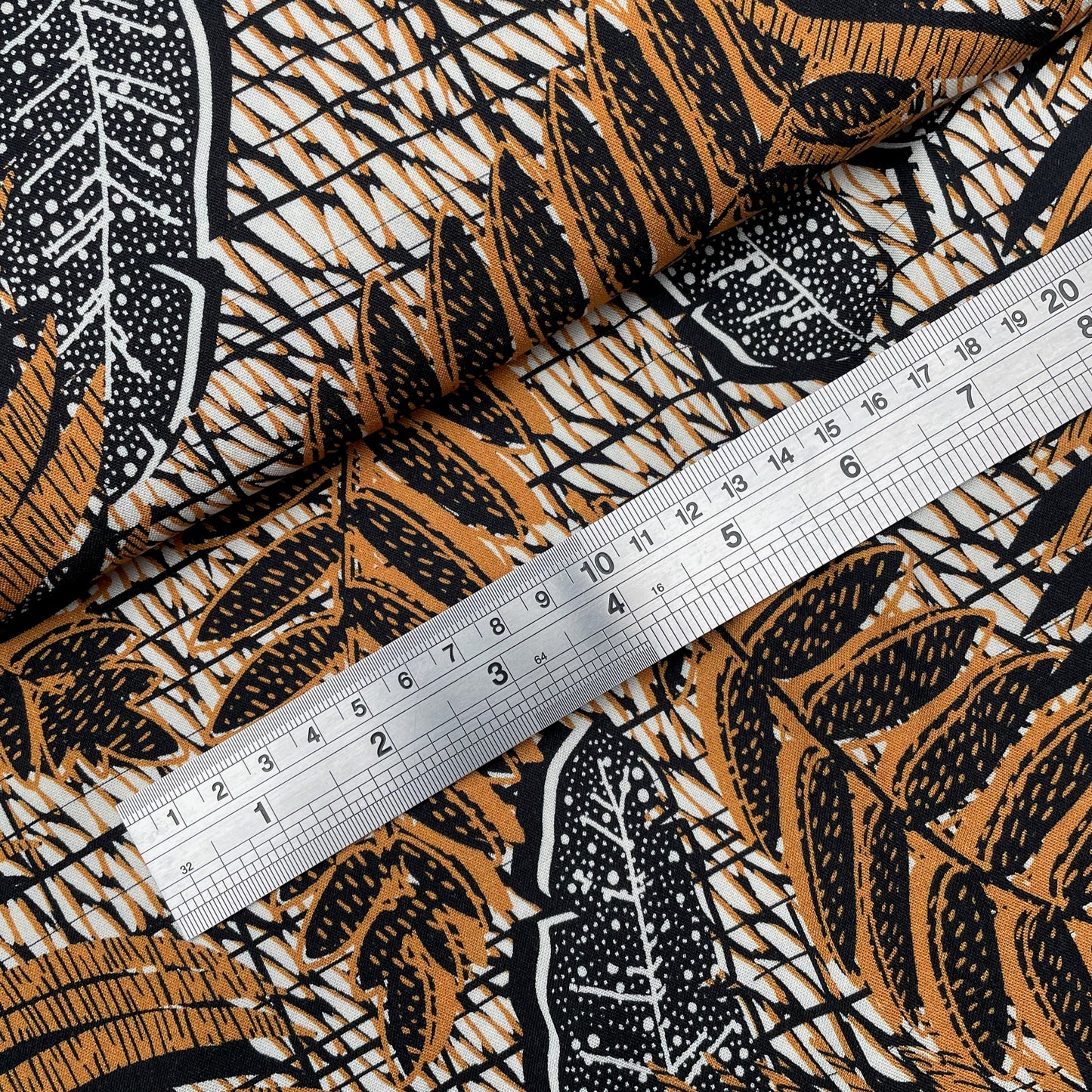 Brown Black Ivory Floral Leaf Woven Viscose Crepe Dressmaking Fabric