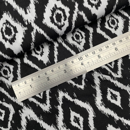 Black and White Diamond Abstract Woven Viscose Dressmaking Fabric