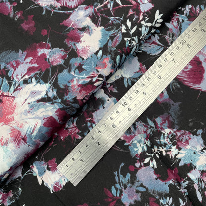 Black Floral Woven Viscose Dressmaking Fabric