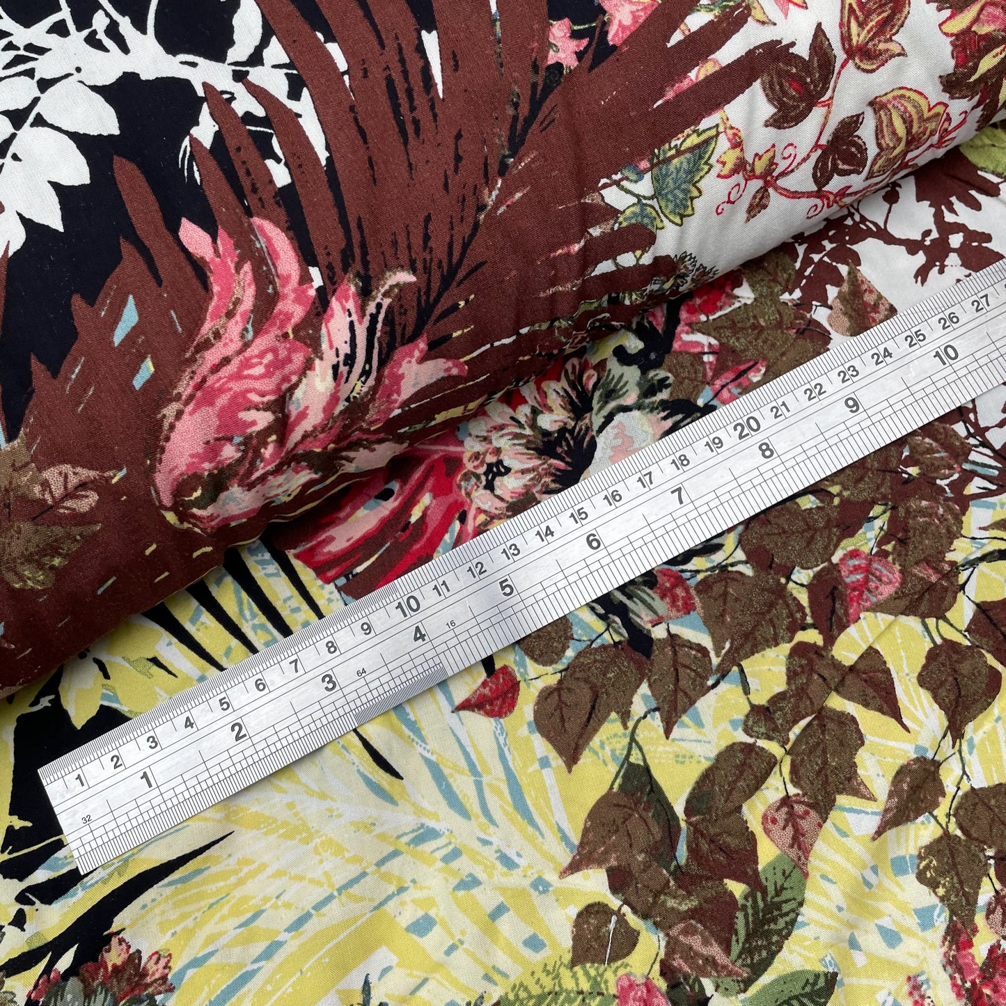 Colourful Floral Woven Viscose Dressmaking Fabric