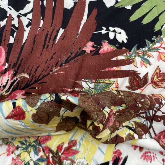 Colourful Floral Woven Viscose Dressmaking Fabric