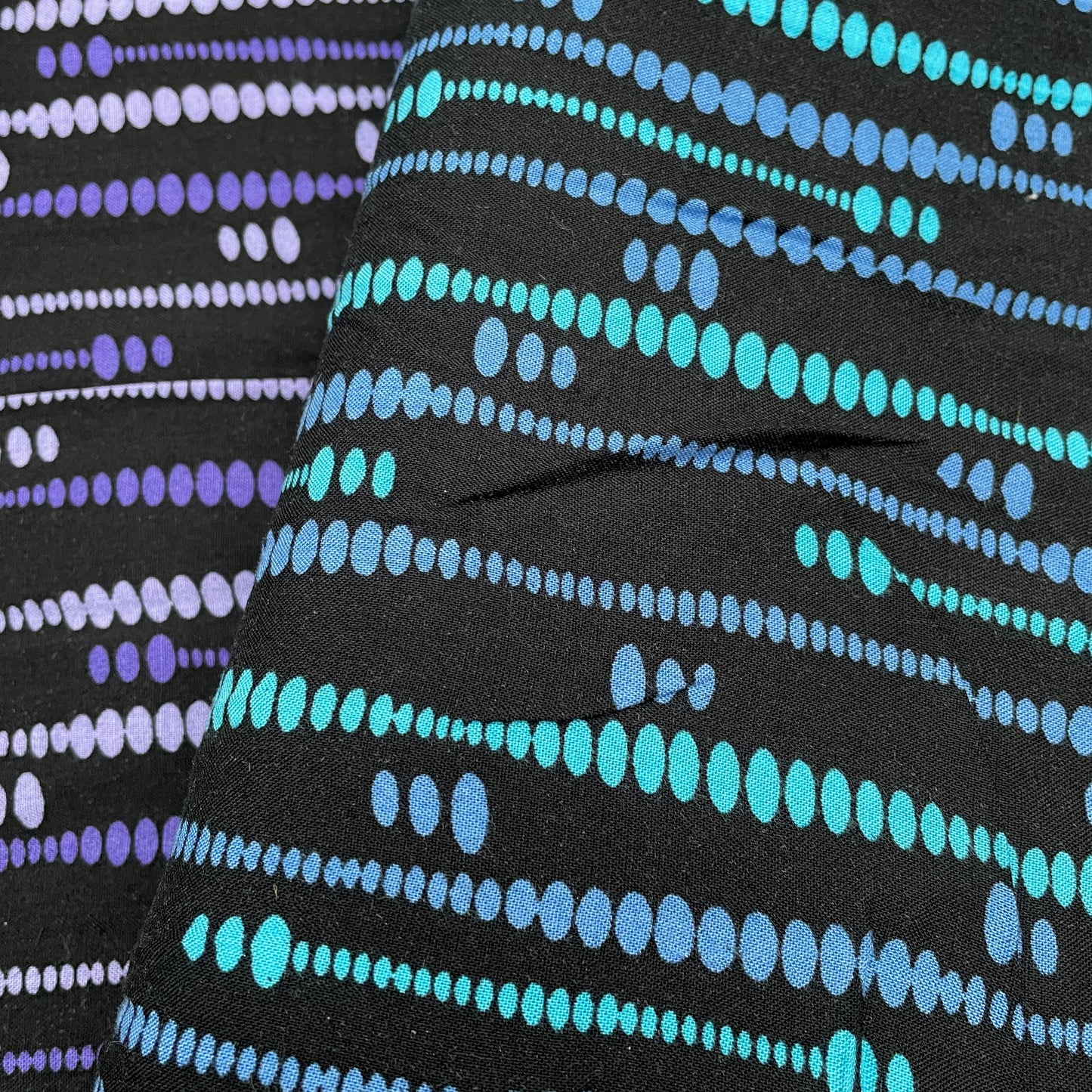 Blue, Purple and Black Abstract Woven Viscose Dressmaking Fabric