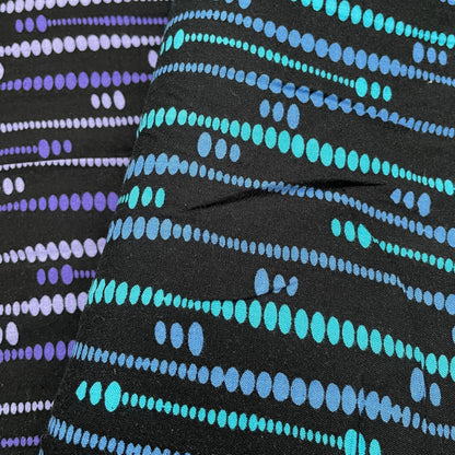 Blue, Purple and Black Abstract Woven Viscose Dressmaking Fabric