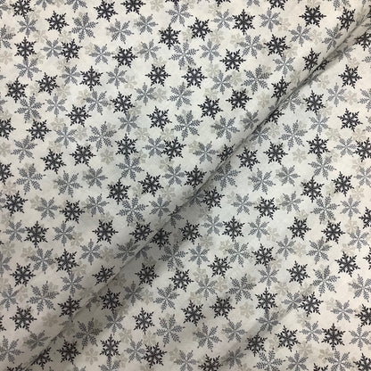 Makower Christmas Scandi Grey Snowflakes on Ivory 100% Premium Cotton Fabric 1968