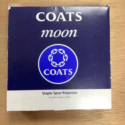 10 x 1000 yards Coats Moon Sewing Overlocking Thread Cotton White or Natural