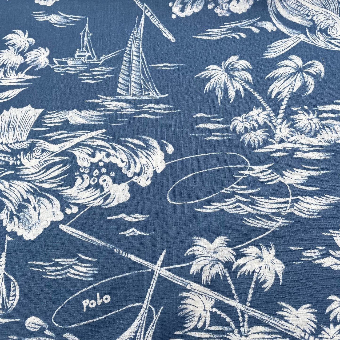 DEADSTOCK Polo Linen Cotton Blend Blue Denim Fabric