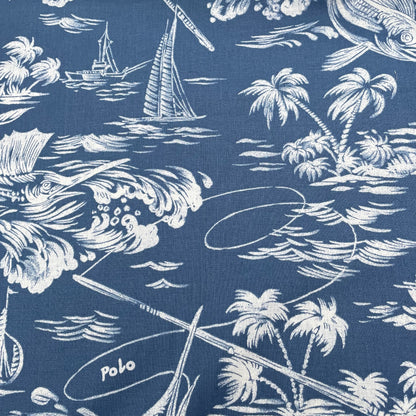 DEADSTOCK Polo Linen Cotton Blend Blue Denim Fabric