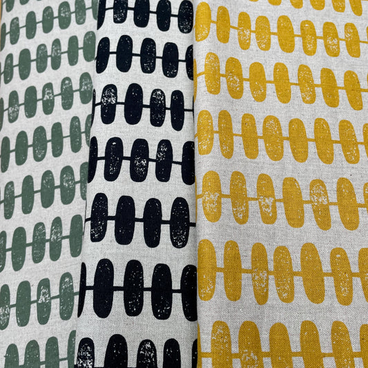 Andover Makower Linen Blend Fabric Oval Leaves 3 Colours