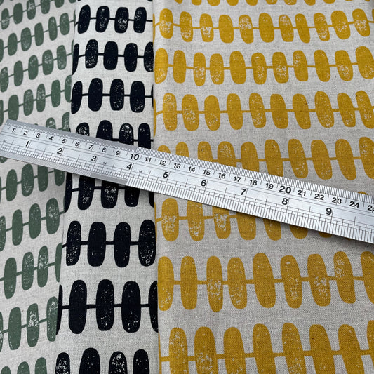 Andover Makower Linen Blend Fabric Oval Leaves 3 Colours