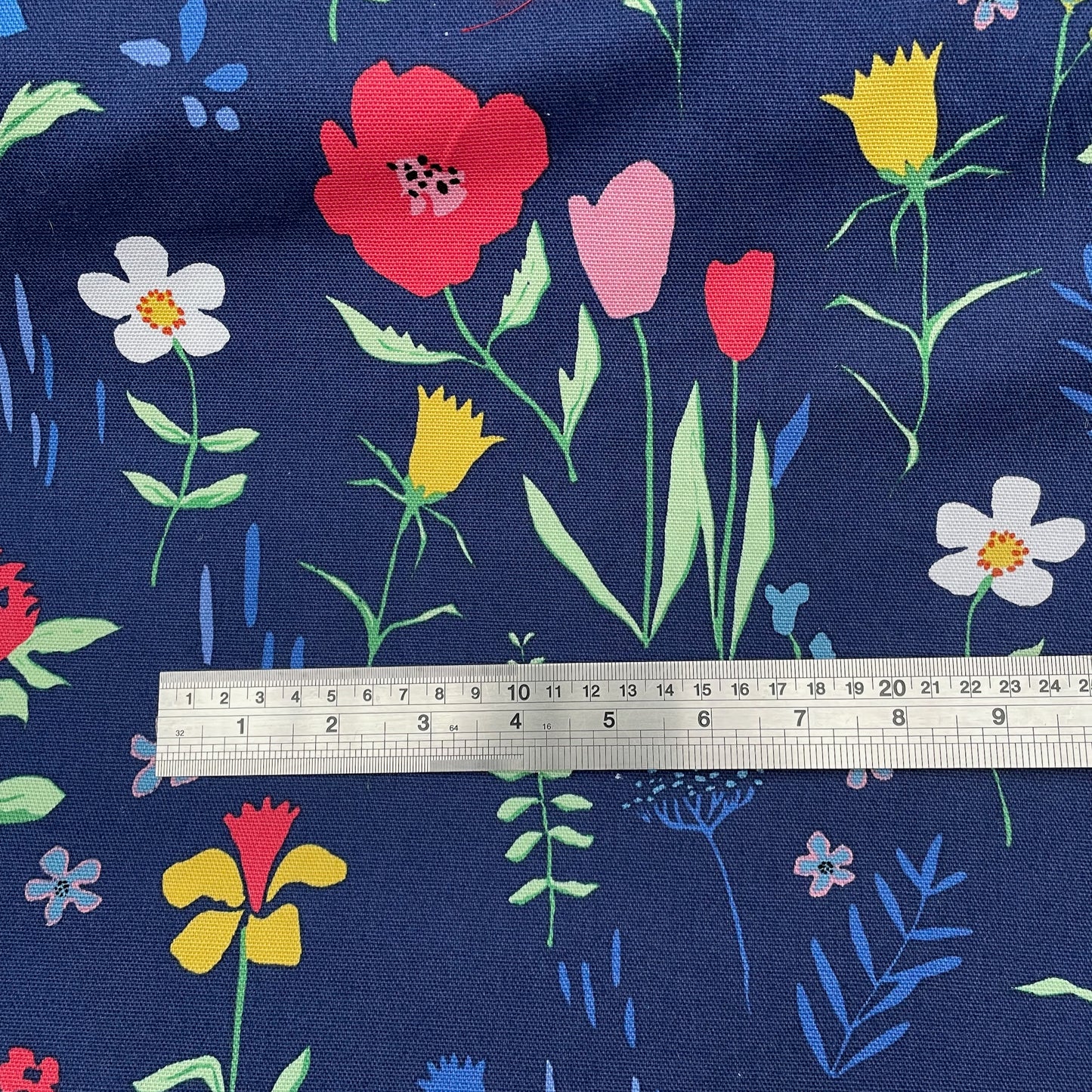 Michael Miller Plockade Full Bloom Floral Navy or Ivory 100% Cotton Canvas