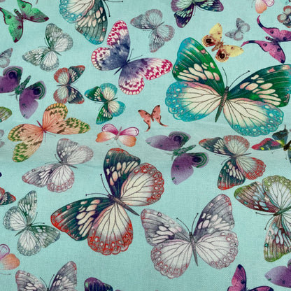Blue Butterfly 100% Cotton Canvas Wide Fabric